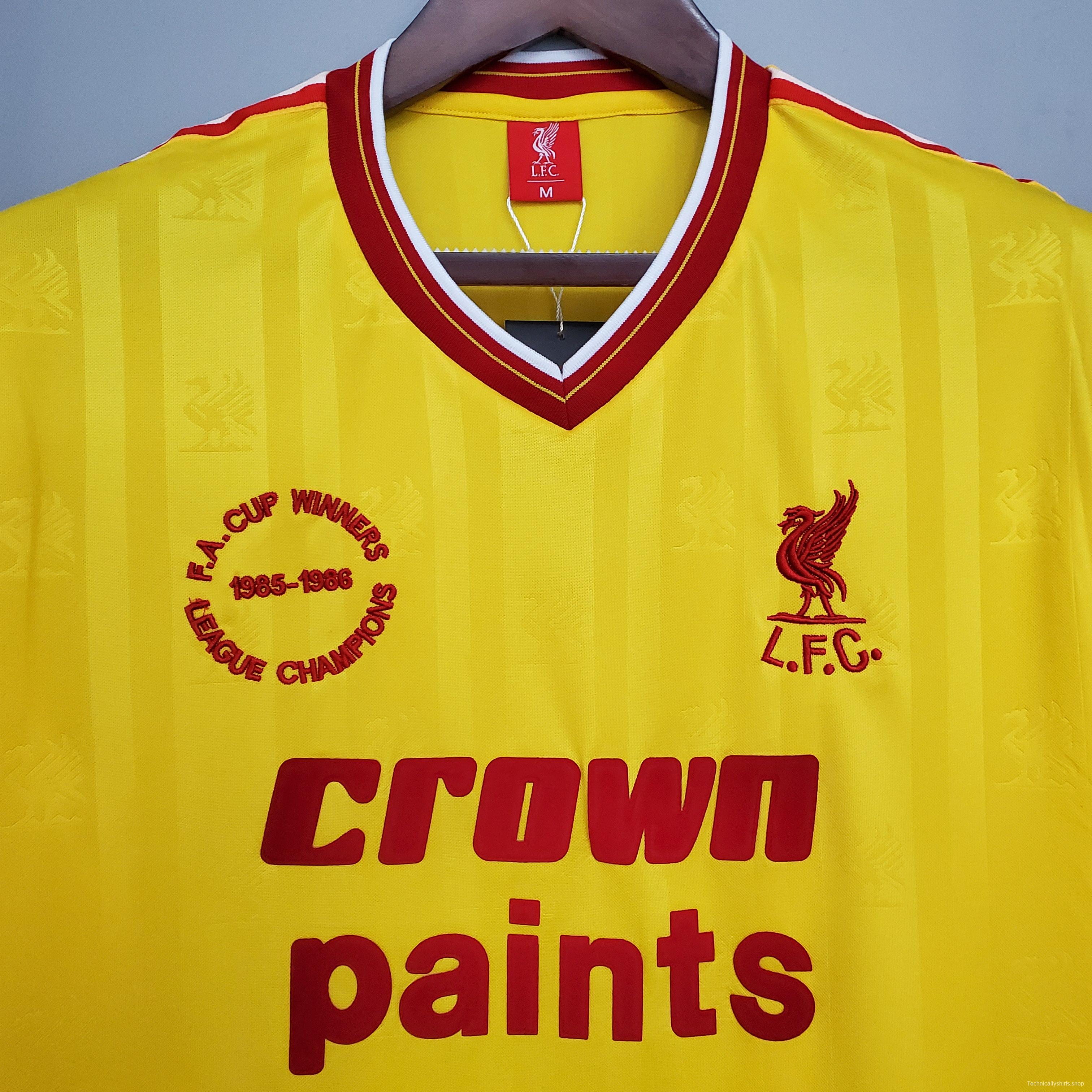 Retro 85/86 Liverpool away yellow Soccer Jersey