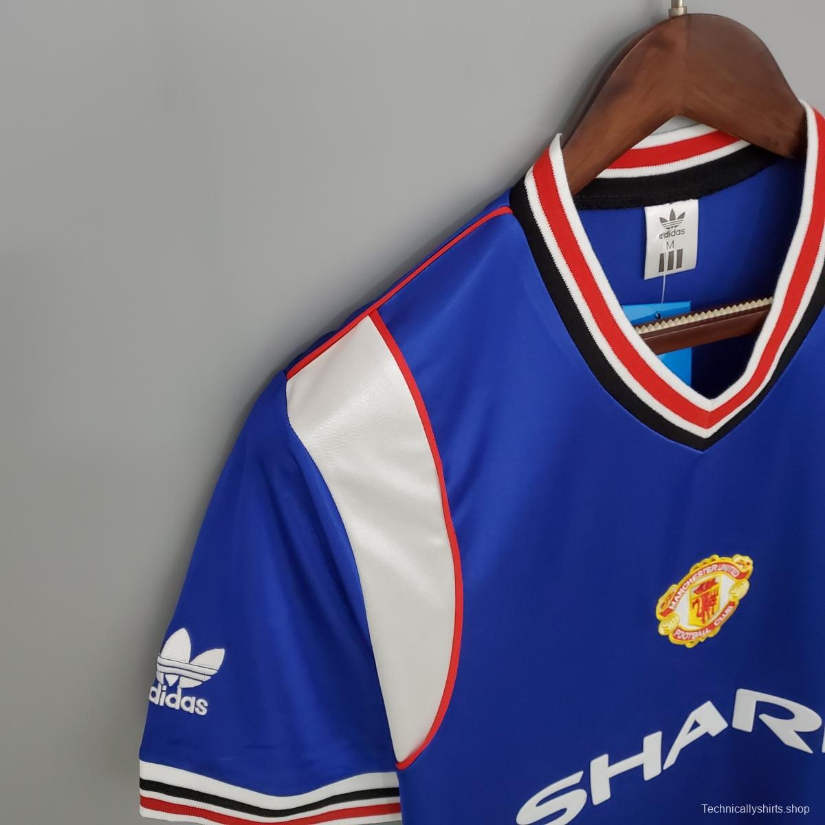 Retro Manchester United 85/86 away blue Soccer Jersey