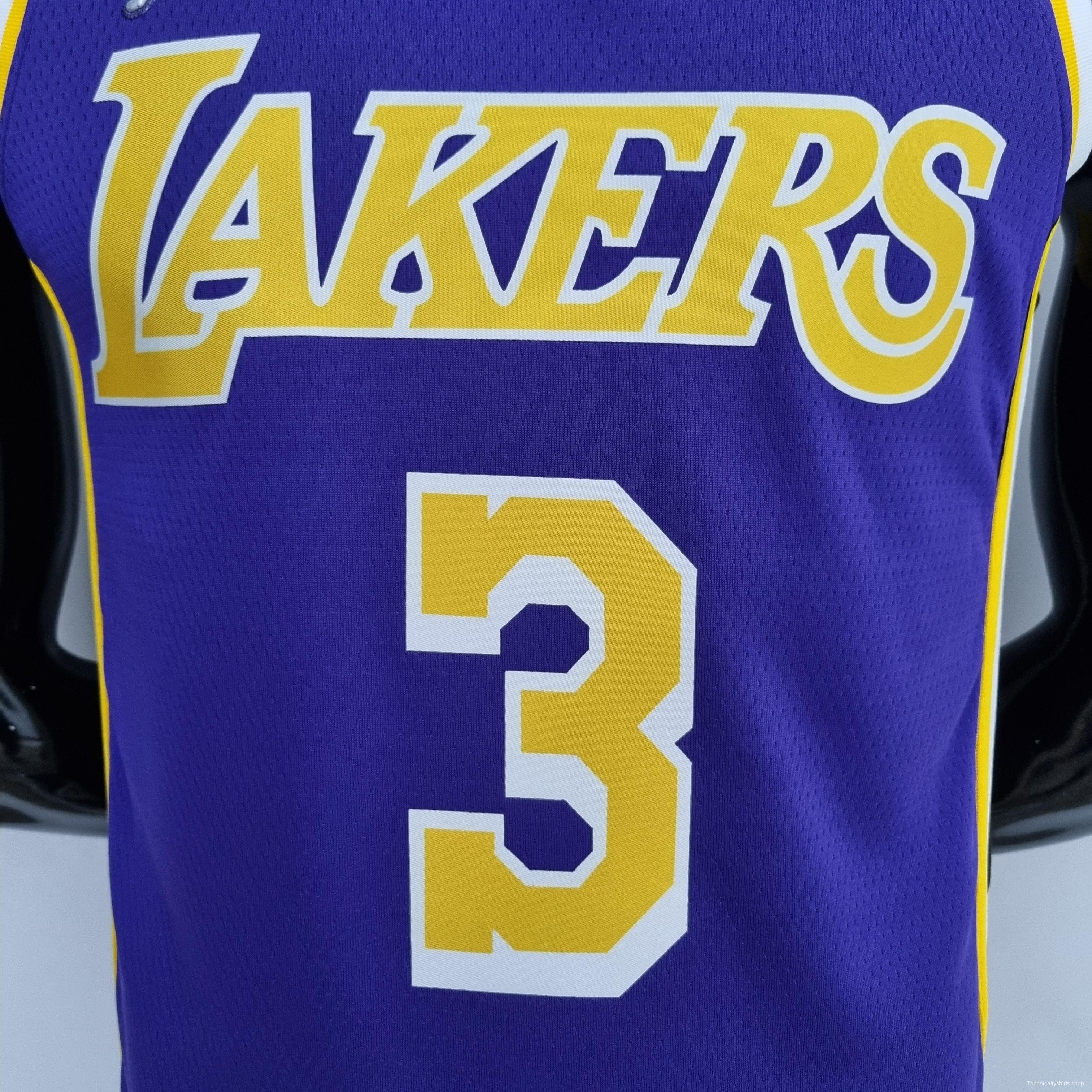 75th Anniversary Davis #3 Los Angeles Lakers Jordan Purple NBA Jersey