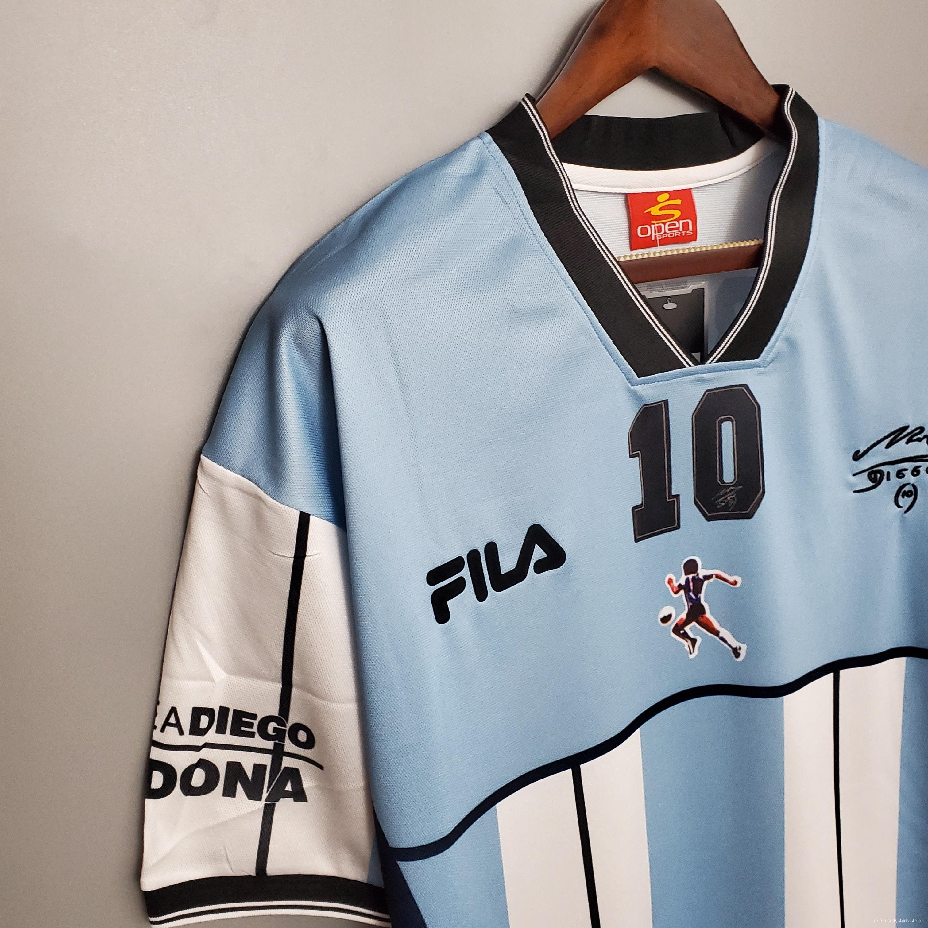 Retro 2001 Argentina Maradona #10 Commemorative Edition Soccer Jersey