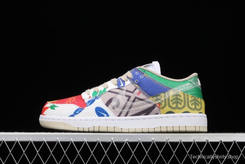 NIKE SB DUNK Low SP city supermarket jointly named color bazaar leisure skateboard shoes DA6125-900