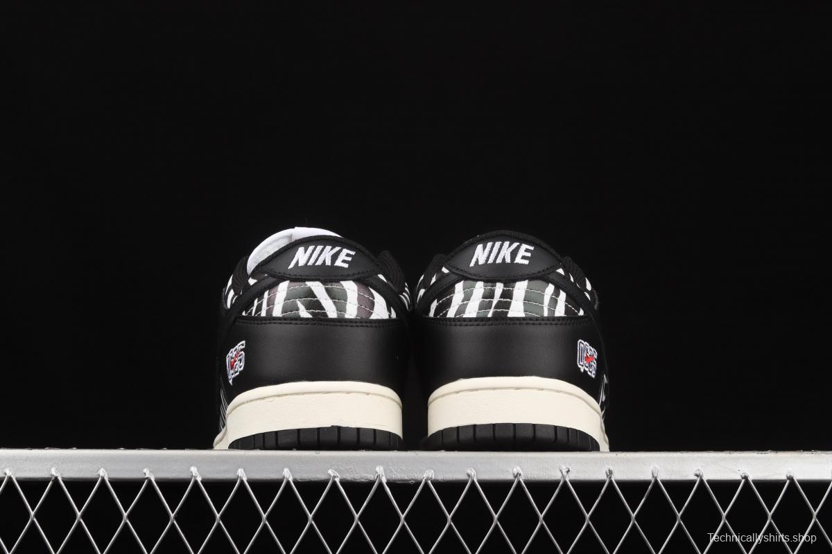 Quartersnacks x NIKE SB DUNK Zebra black and white zebra stripes joint style low-side sports and leisure board shoes DM3510-001