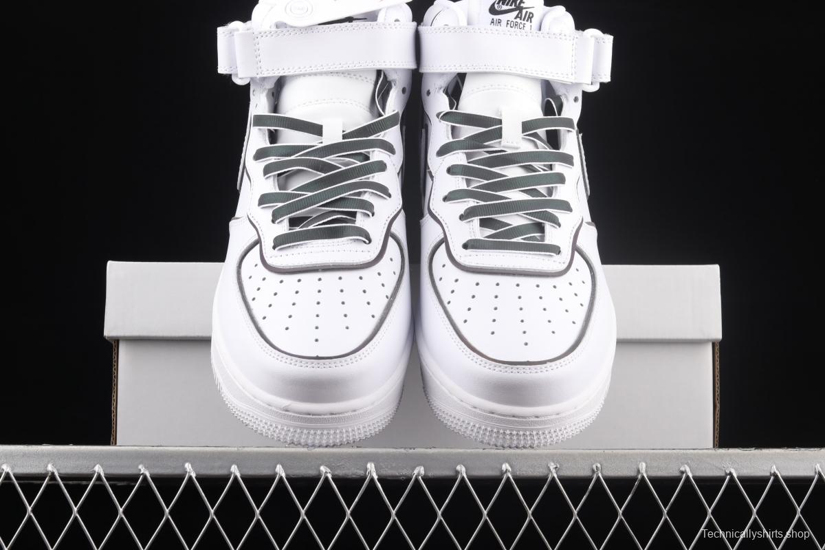 NIKE Air Force 1' 07 Mid laser white 3M reflective medium-help leisure sports board shoes 368742-810