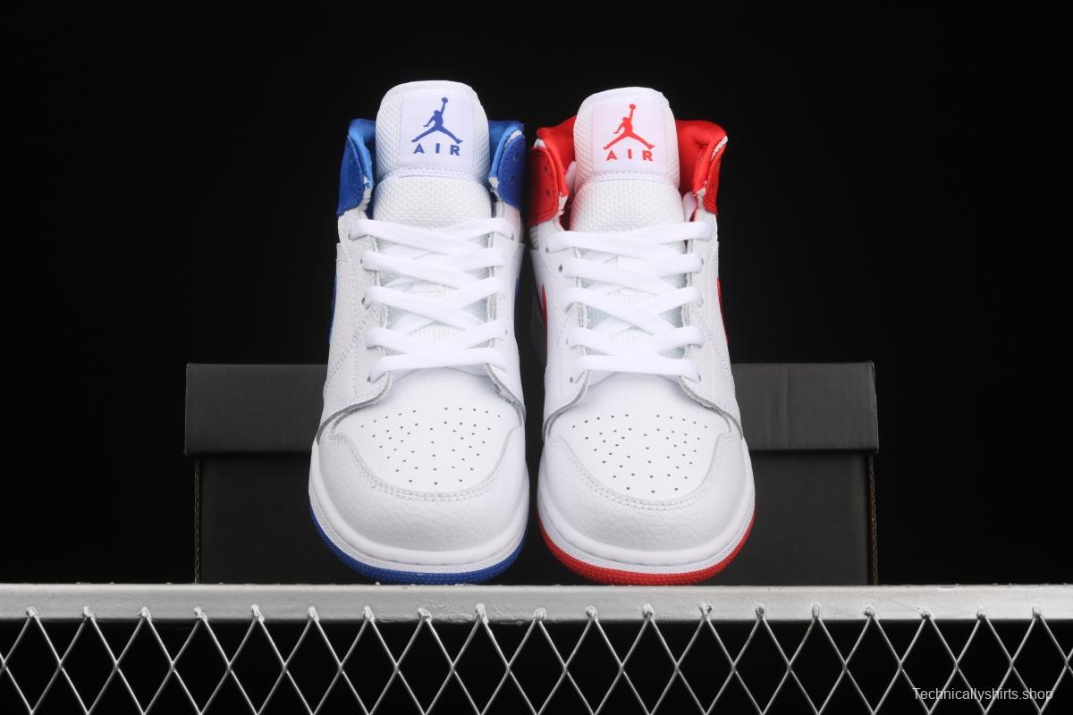 Air Jordan 1 Mid 85 red, white and blue mandarin duck color Zhongbang basketball shoes DH0200-100