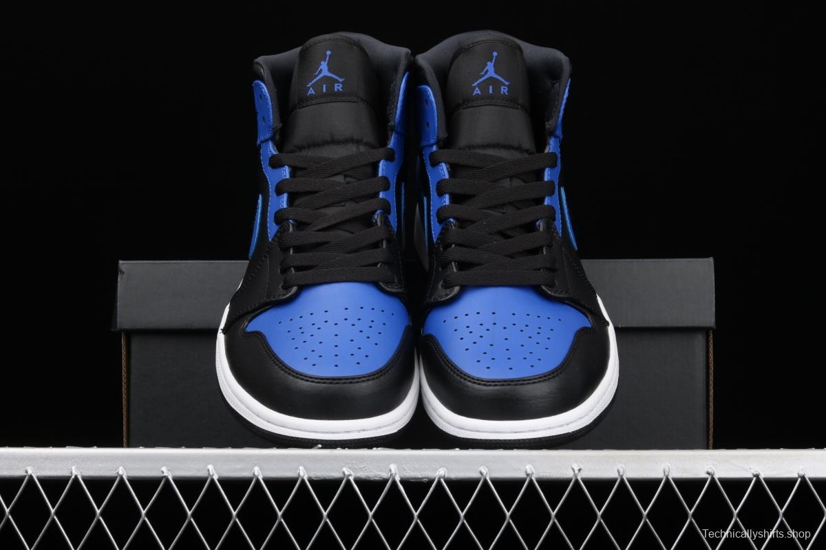 Air Jordan 1 Mid black and blue Zhongbang basketball shoes 554724-077