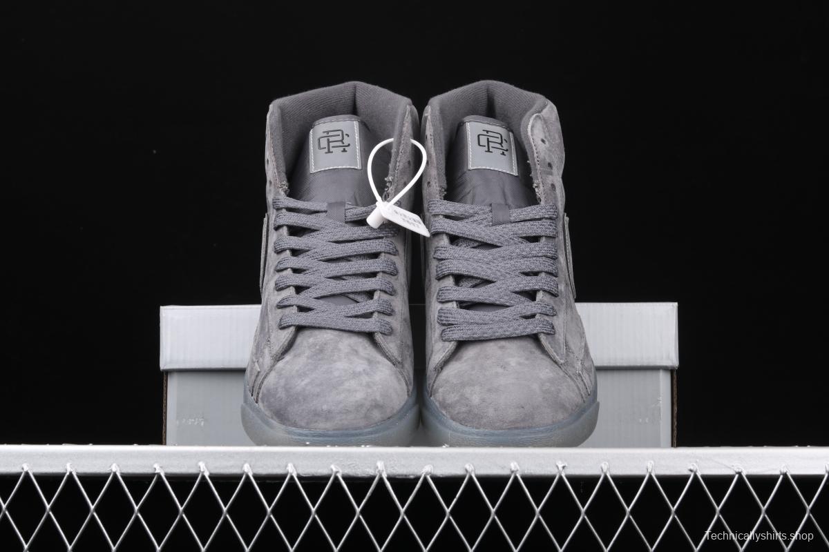 Reigning Champ x NIKE Blazer Mid Retro defending champion joint top suede 3M reflective high upper shoes 371761-900