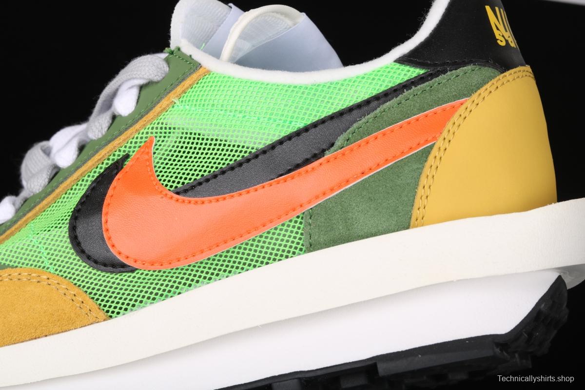 Sacai x NIKE LVD Waffle Daybreak co-signed catwalk style net gauze leather splicing double hook Swoosh running shoes BV0073-300