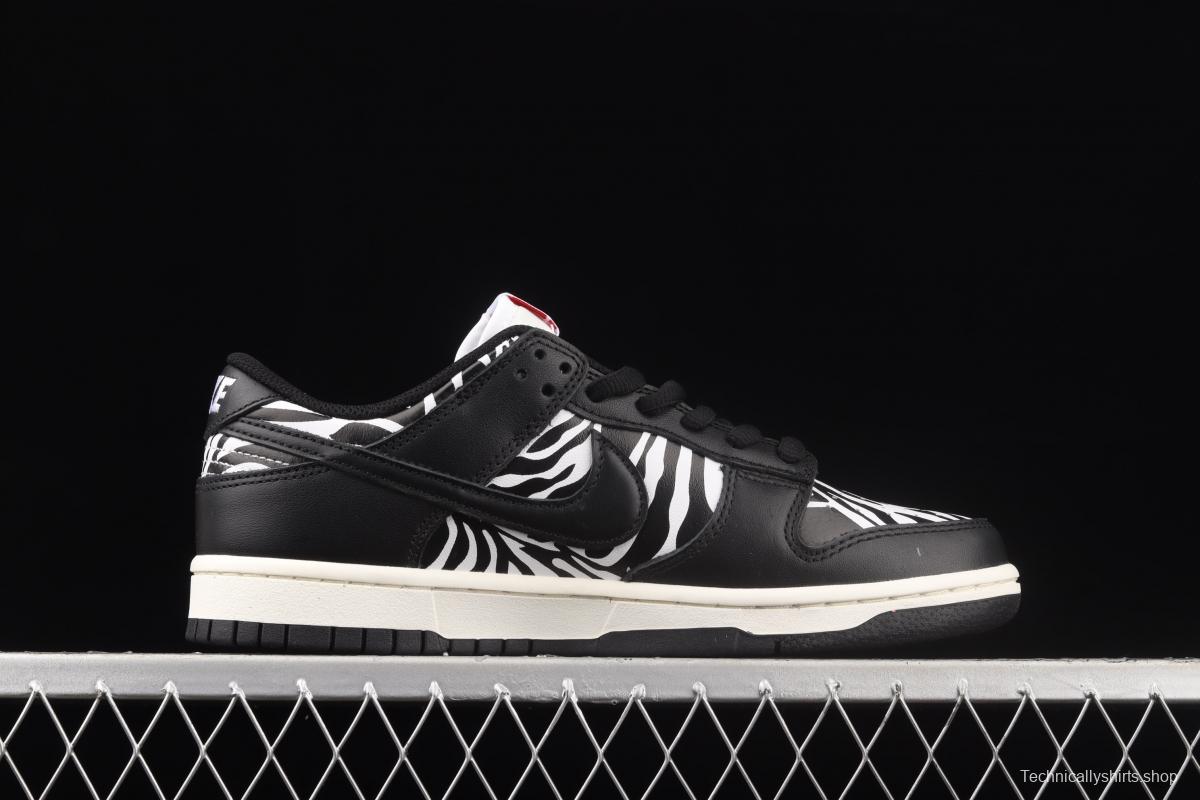 Quartersnacks x NIKE SB DUNK Zebra black and white zebra stripes joint style low-side sports and leisure board shoes DM3510-001