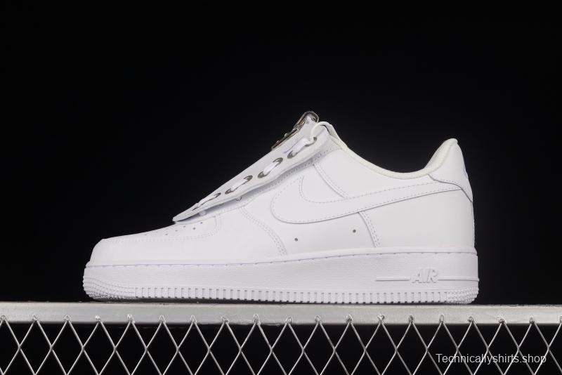 NIKE Air Force 1'07 Low Shroud zipper all white low-top casual sneakers DC8875-100