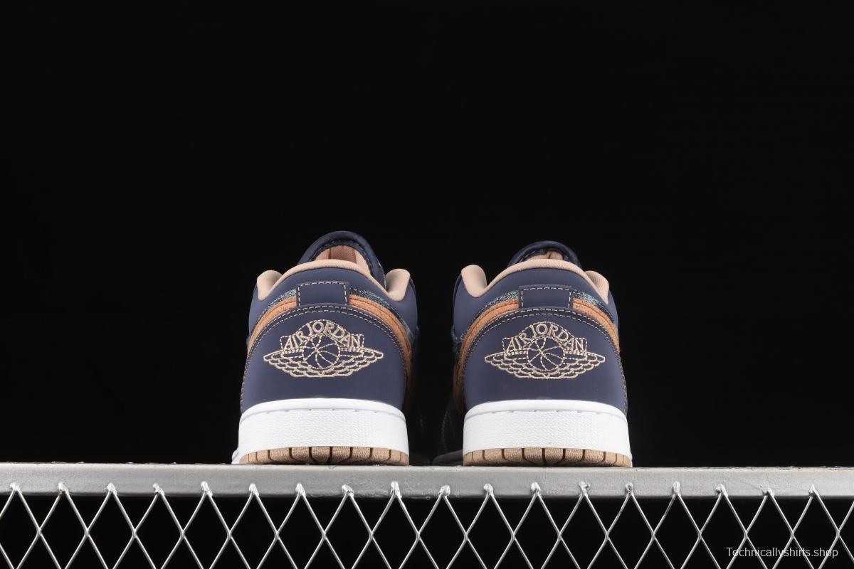 Air Jordan 1 Low dark blue denim low side culture leisure sports shoes DH1259-400