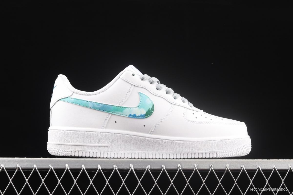 NIKE Air Force 1: 07 Lx graffiti white and green color matching low upper shoes 314192-117