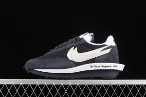 Fragment Design x Sacai x NIKE LDWaffle co-named overlapping design avant-garde waffle deformable leisure jogging shoes DH2684-400