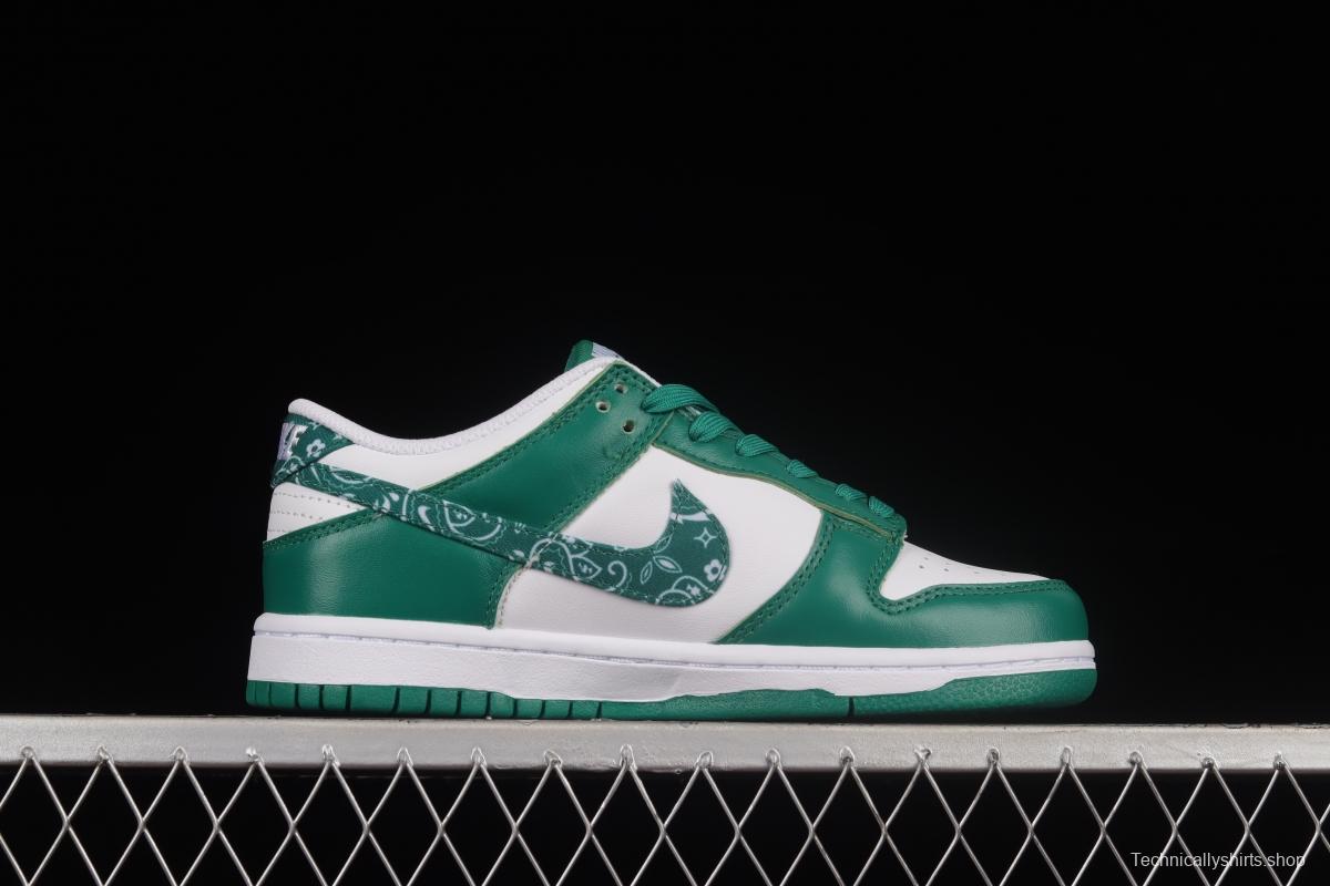 NIKE DUNK Low Green Paisley Cashew Flower White Green SB Buckle Shredded Backboard Fashion Casual Sneakers DH4401-102