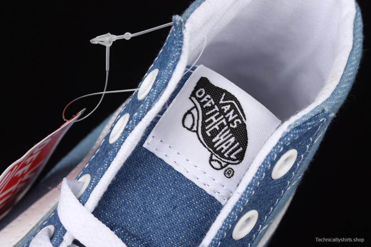 Vans Sk8-Hi Tapered series denim blue matching ultra-thin canvas high upper shoes VN0A3MV8Q691