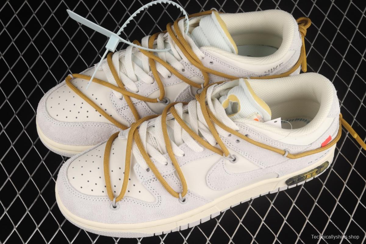 OFF-White x NIKE DUNK Low OW white gray leisure sports skateboard shoes DJ0950-105