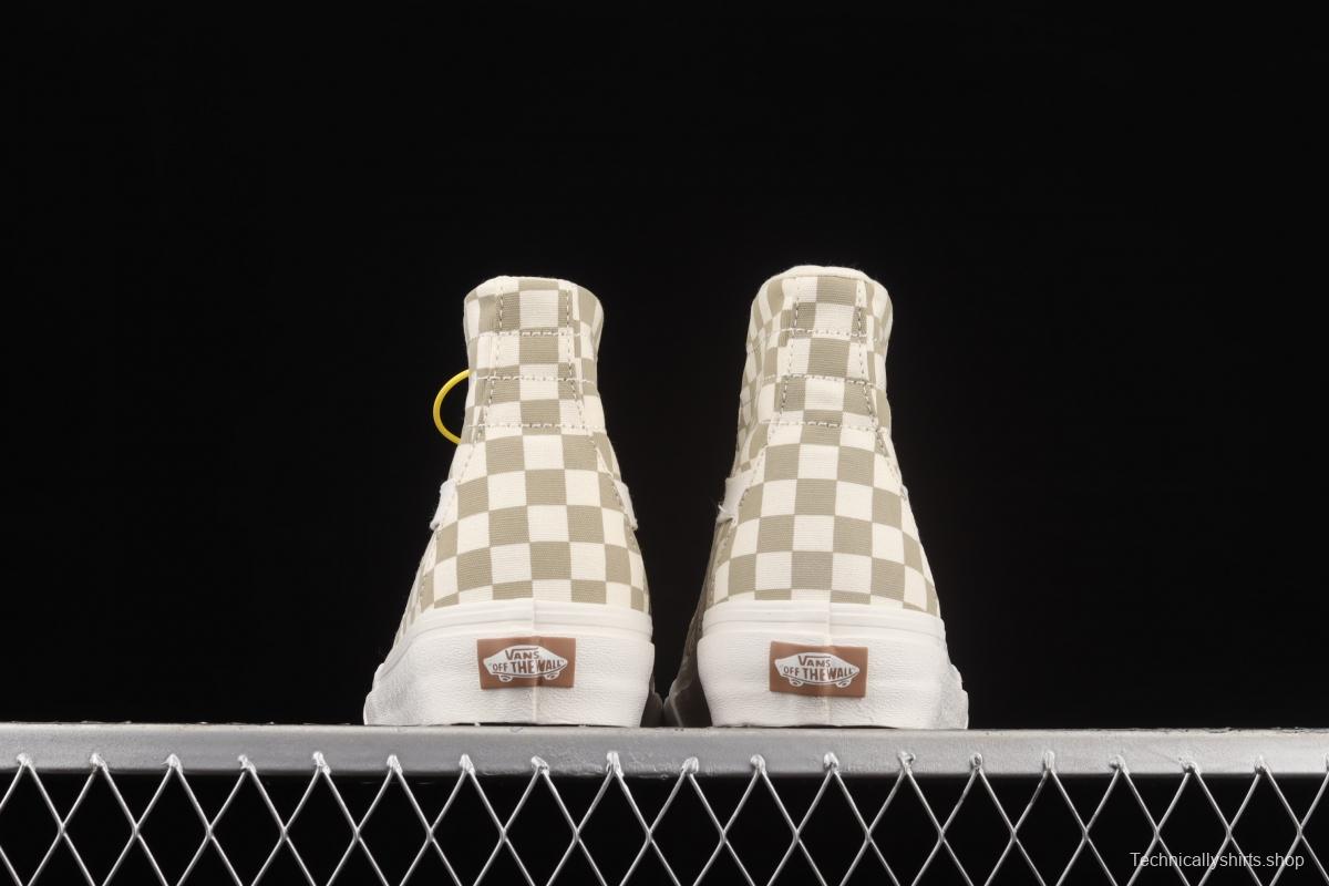 Vans SKate SK8-Hi milk brown plaid high-top professional skateboard shoes VN0A4U169F01