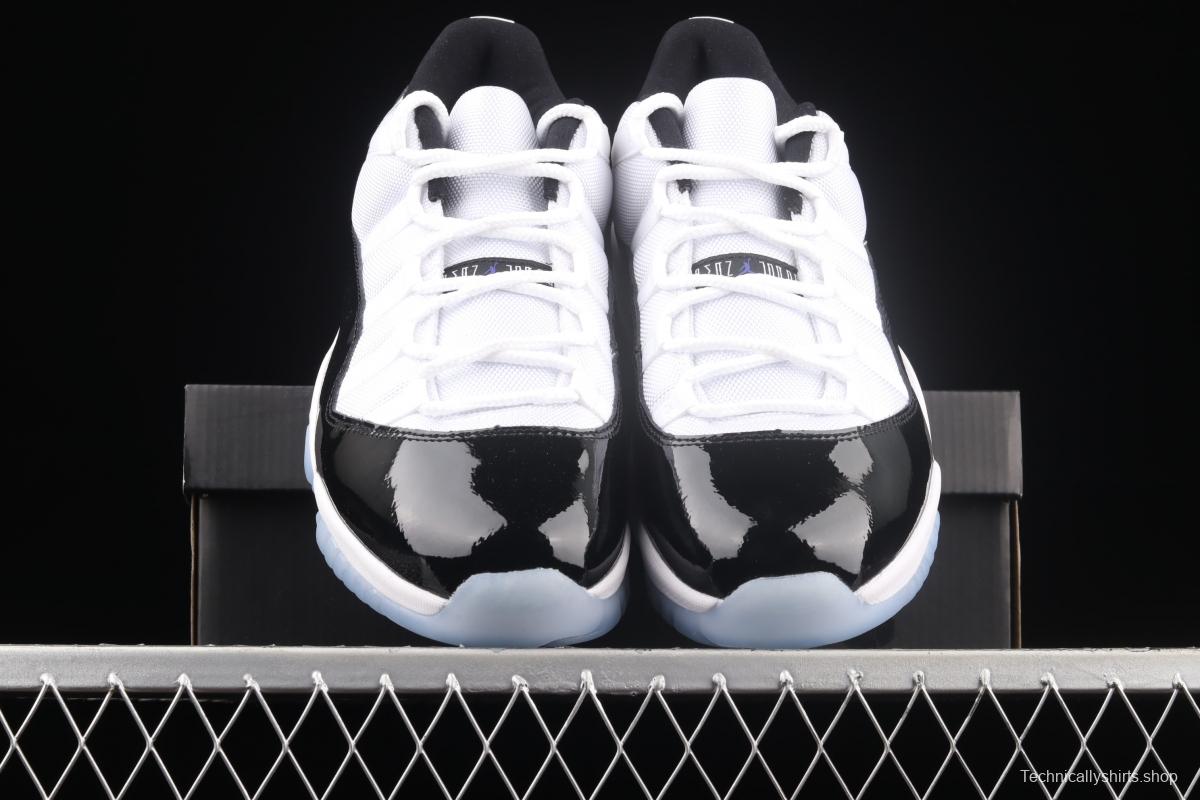 Air Jordan 11 Low Concord 1 kangkou white and black original standard real carbon fiber low top basketball shoes 528895-153