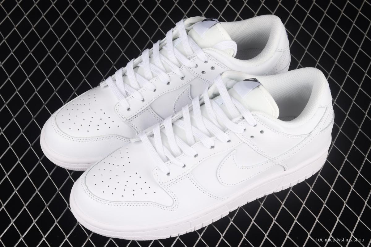 NIKE SB DUNK Low Prm Triple White pure white color SB buckle rebound fashion casual board shoes DD1503-109