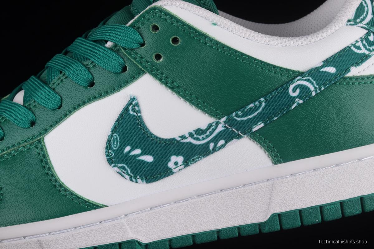 NIKE DUNK Low Green Paisley cashew nuts white and green SB buckle rebound fashion casual board shoes DH4401-102