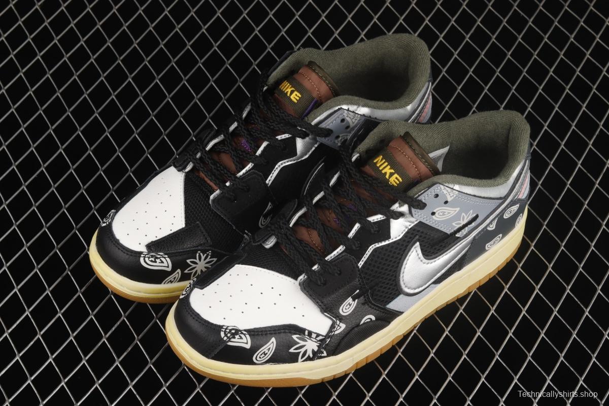 NIKE DUNK Scrap stitching and stitching low upper skateboard shoes black gray silver DB0500-200