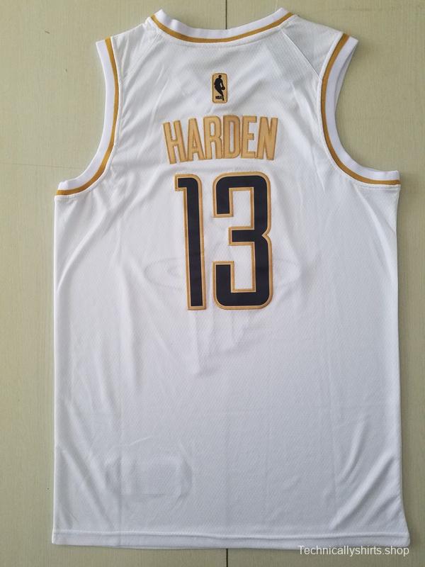 James Harden 13 White Golden Edition Jersey