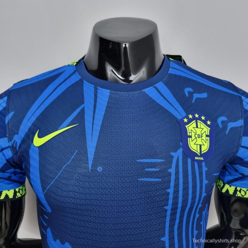 2022 Brazil Player Version Classic Blue Soccer Jersey