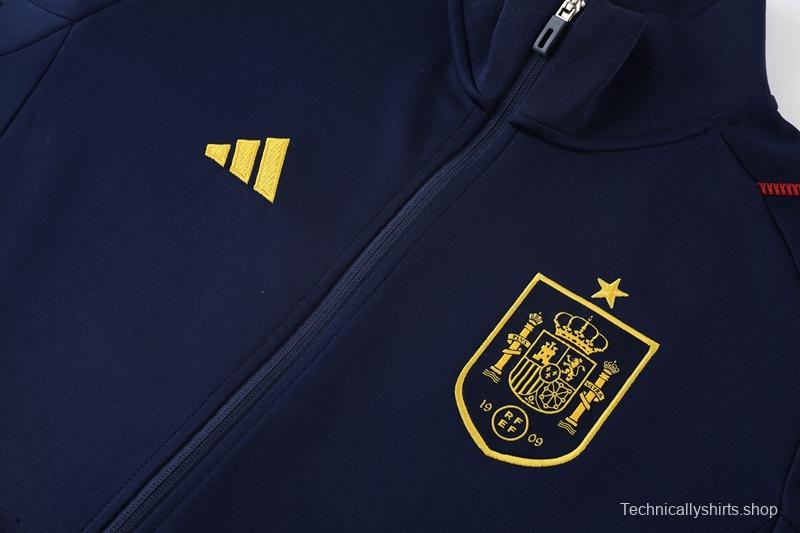 2022 Spain Navy Full Zipper Tracksuit