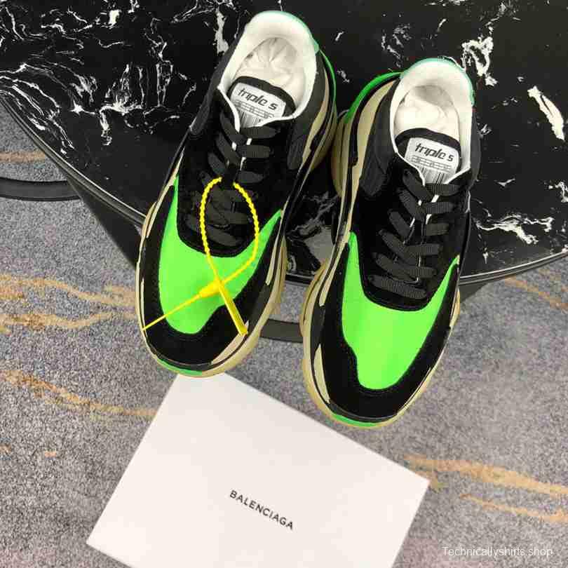 Men Balenciaga Triple-S 2 Black/Green Sneaker