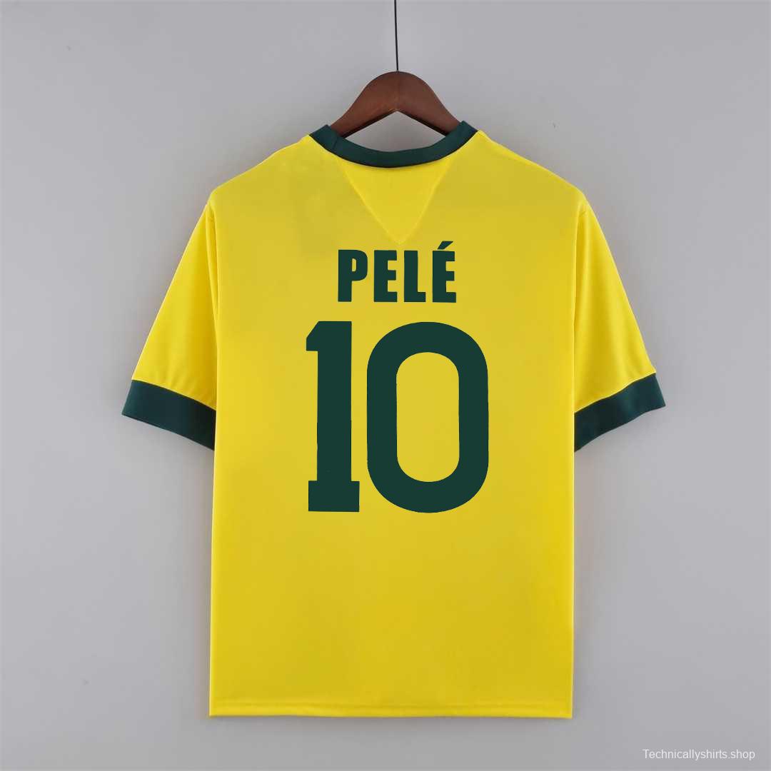 Retro 1970 Brazil Home Jersey 10#Pelé Commemorate The King Of Football