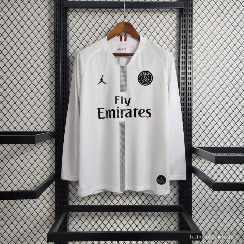 Retro Long Sleeve 18-19 PSG White Champions League Jersey