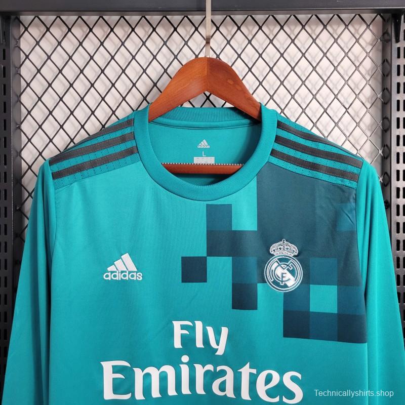 Retro Long Sleeve 17-18 Real Madrid Third Blue Jersey