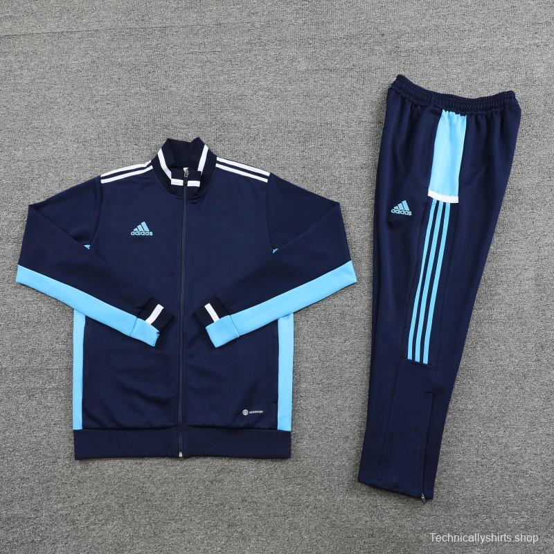 2023 Adidas Black Blue Full Zipper Jacket +Pants