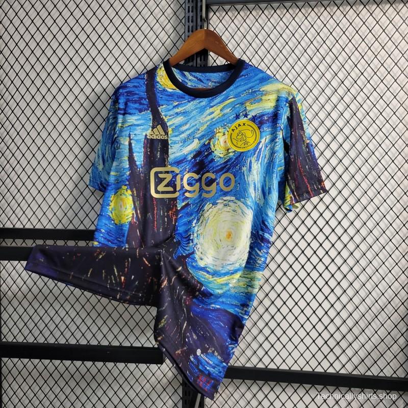 23 24 AJAX X Vincent Van Gogh Vincent Van Gogh Oil Painting Starry Night T-Shirts