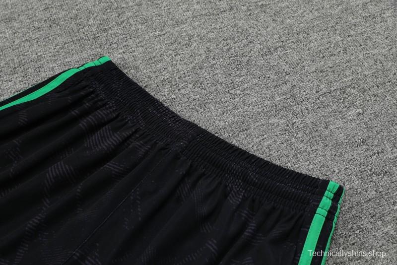 23-24 Real Madrid Black Green Pattern Short Sleeve+Shorts