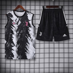 23-24 Juventus Black White Vest Jersey+Shorts