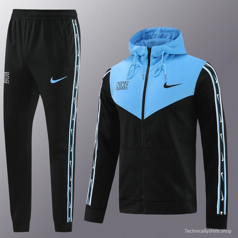 23/24 NIKE Black/Blue Full Zipper Hooide Jacket+Pants