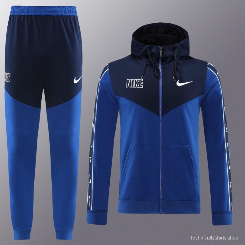 23/24 NIKE Black/Blue Full Zipper Hooide Jacket+Pants