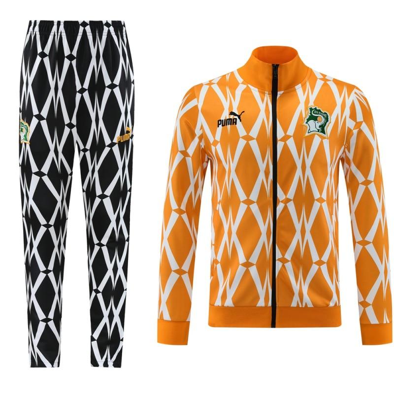 2024 Ivory Coast Orange Full Zipper Jacket+Pants