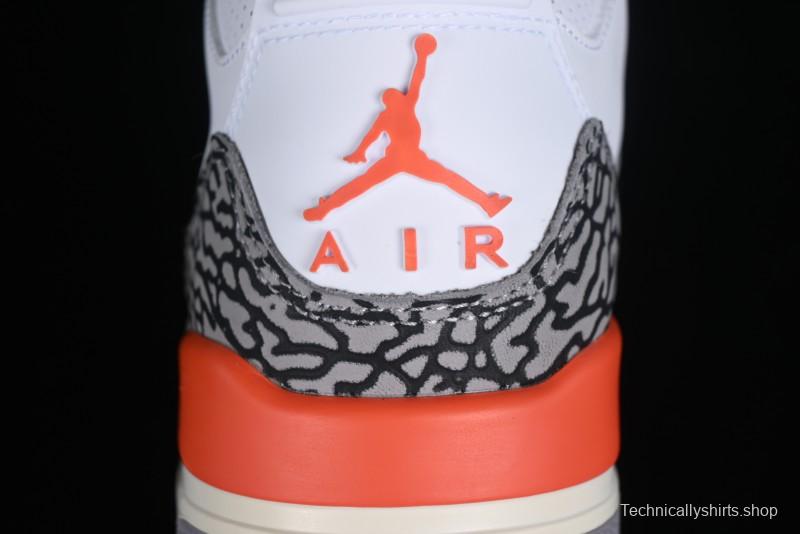 Nike Air Jordan 3 Retro Sneakers in White and Peach Orange - CK9246-121