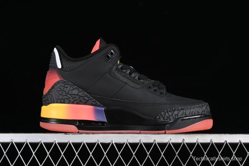 Nike Air Jordan 3 Retro "Rio" Collaboration Sneakers with Gradient Heel and J Balvin Logo - FN0344-001