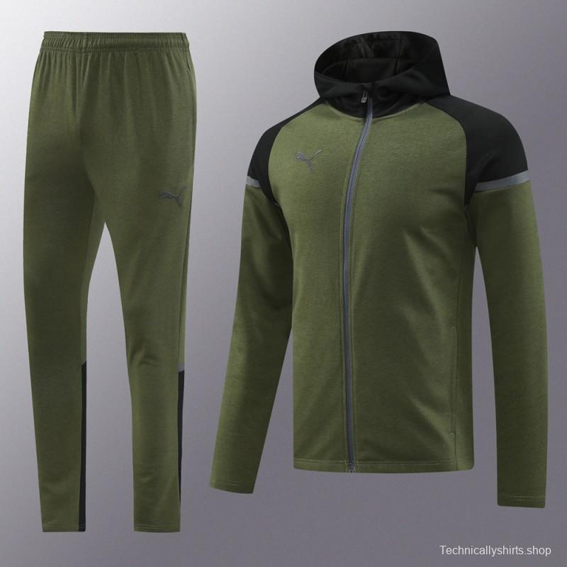 2024 Puma Dark Green Full Zipper Jacket +Long Pants