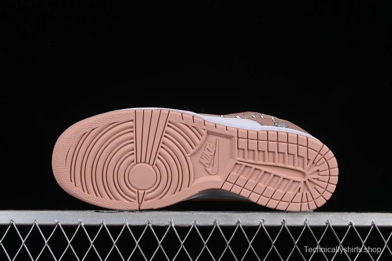 Nike Dunk Low SB Casual Sneakers with Knit Cat and Rose Pink Design - DD1503-118