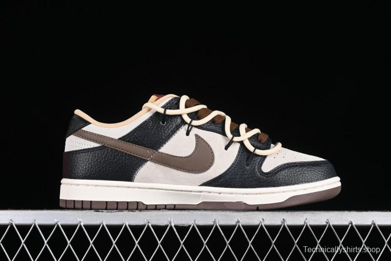 Nike Dunk Low "Mars Stone" Witch Puppet Themed SB Lace-Up Low-Top Casual Sneakers in Black/Mocha Brown - DR9704-200