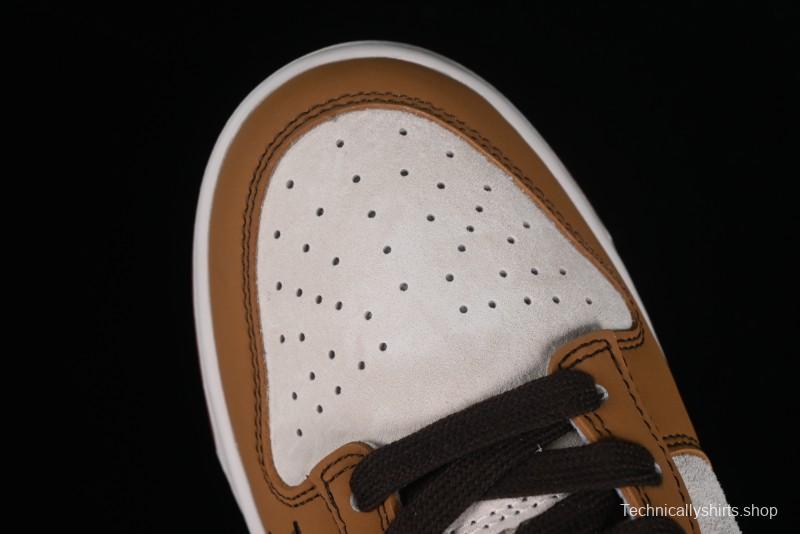 Nike SB Dunk Low LV Collaboration - Brown Black Monogram Anniversary High-End Custom Low-Top Casual Skate Shoes - DQ1098-342