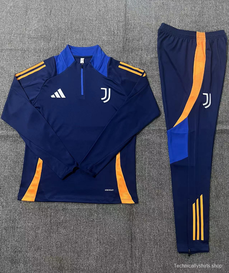 24/25 Kids Juventus Navy Half Zipper Jacket+Long Pants