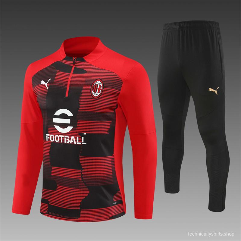 24/25 AC Milan Red Half Zipper Jacket+Long Pants