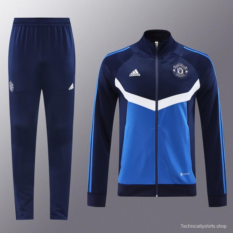 24/25 Manchester United Navy/Blue Full Zipper Jacket +Long Pants