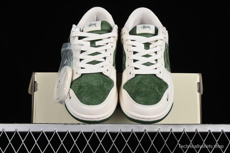 Nike SB Dunk Low Stussy Collaboration - Green Floral Anniversary Custom Low-Top Casual Skate Shoes - CF3688-008