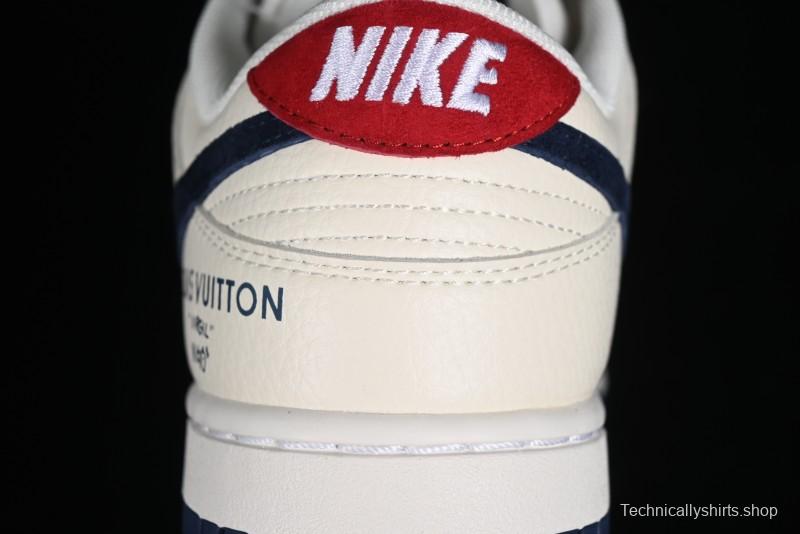 Nike SB Dunk Low LV Collaboration - Suede Navy Blue Anniversary High-End Custom Low-Top Casual Sneakers - FC1688-134