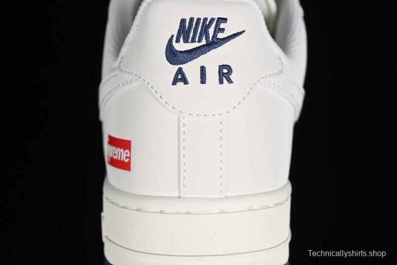 Nike Air Force 1 '07 Low Supreme Collaboration - White Blue Color Block Low-Top Casual Sneakers - XZ6188-001